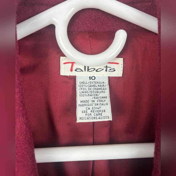 TALBOTS Burgundy Camel Hait Coat Blazer Woman Size 10 - Picture 3 of 9